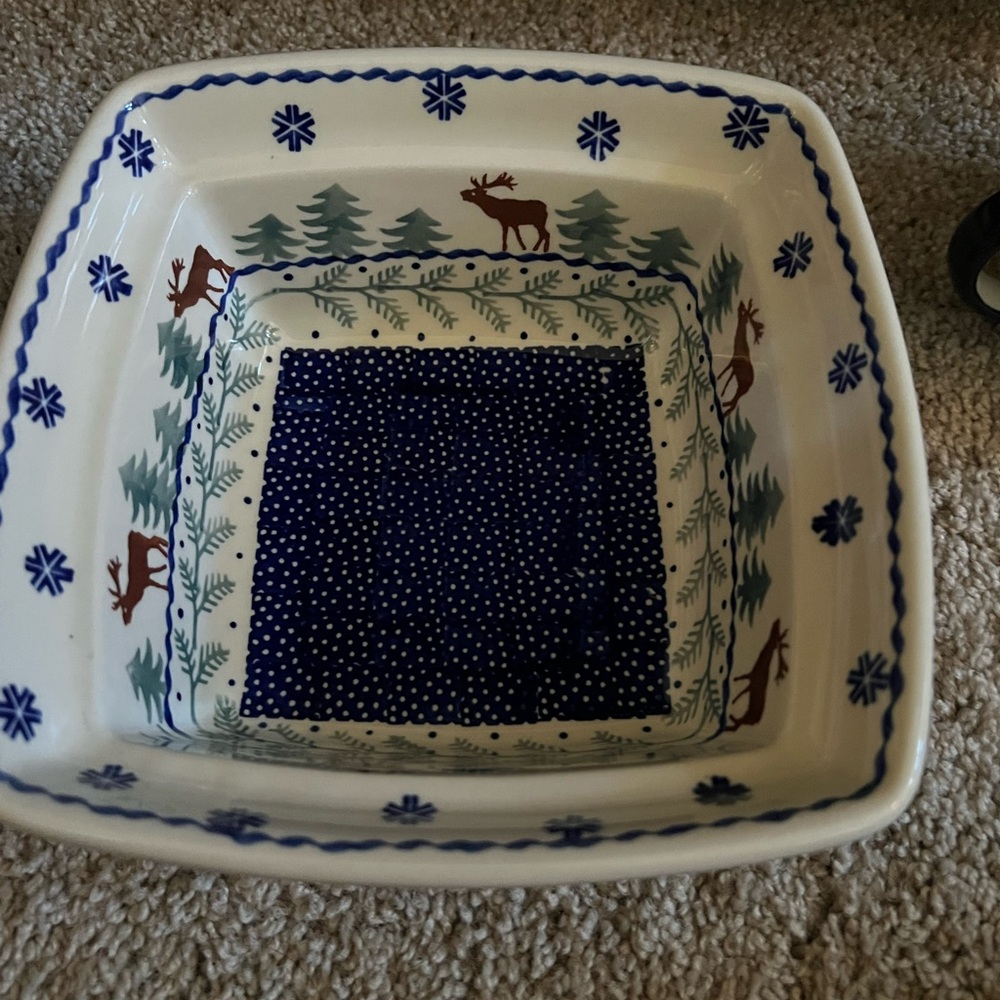 Christmas polish pottery serving dish.